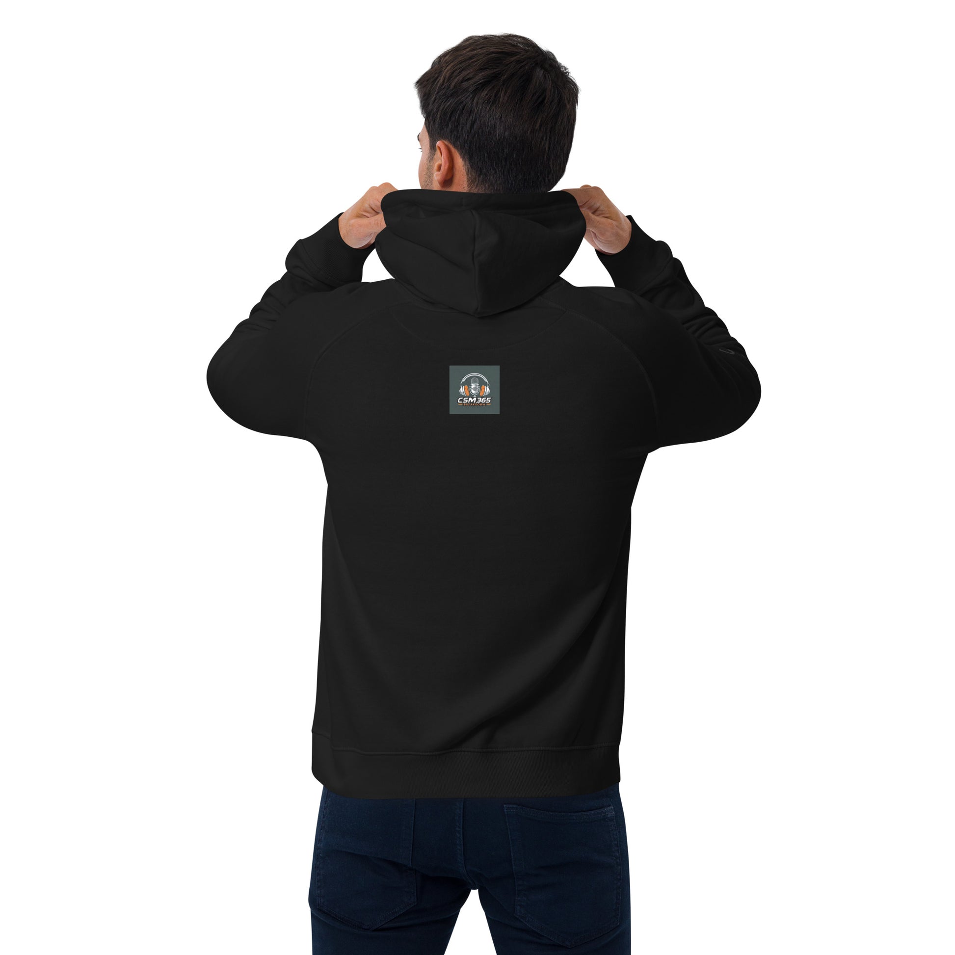 Unisex eco-friendly CSM365 Blackout Clutch Hoodie, featuring a stylish back design for comfort and fashion.
